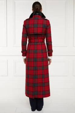 Full Length Marlborough Trench Coat (Red Tartan)