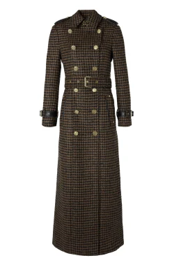 Full Length Marlborough Trench Coat (Chocolate Houndstooth)