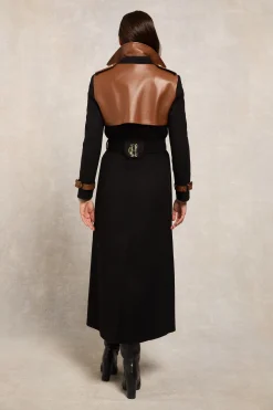 Full Length Marlborough Trench Coat (Soft Black Tan)