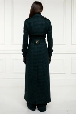 Full Length Marlborough Trench Coat (Emerald Houndstooth)