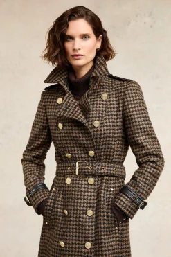 Full Length Marlborough Trench Coat (Chocolate Houndstooth)