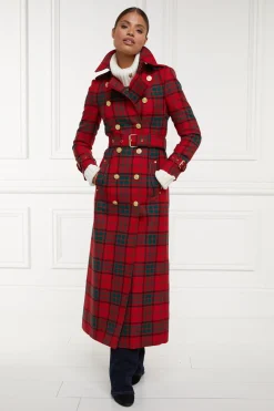 Full Length Marlborough Trench Coat (Red Tartan)