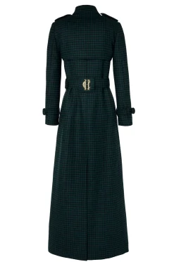 Full Length Marlborough Trench Coat (Emerald Houndstooth)