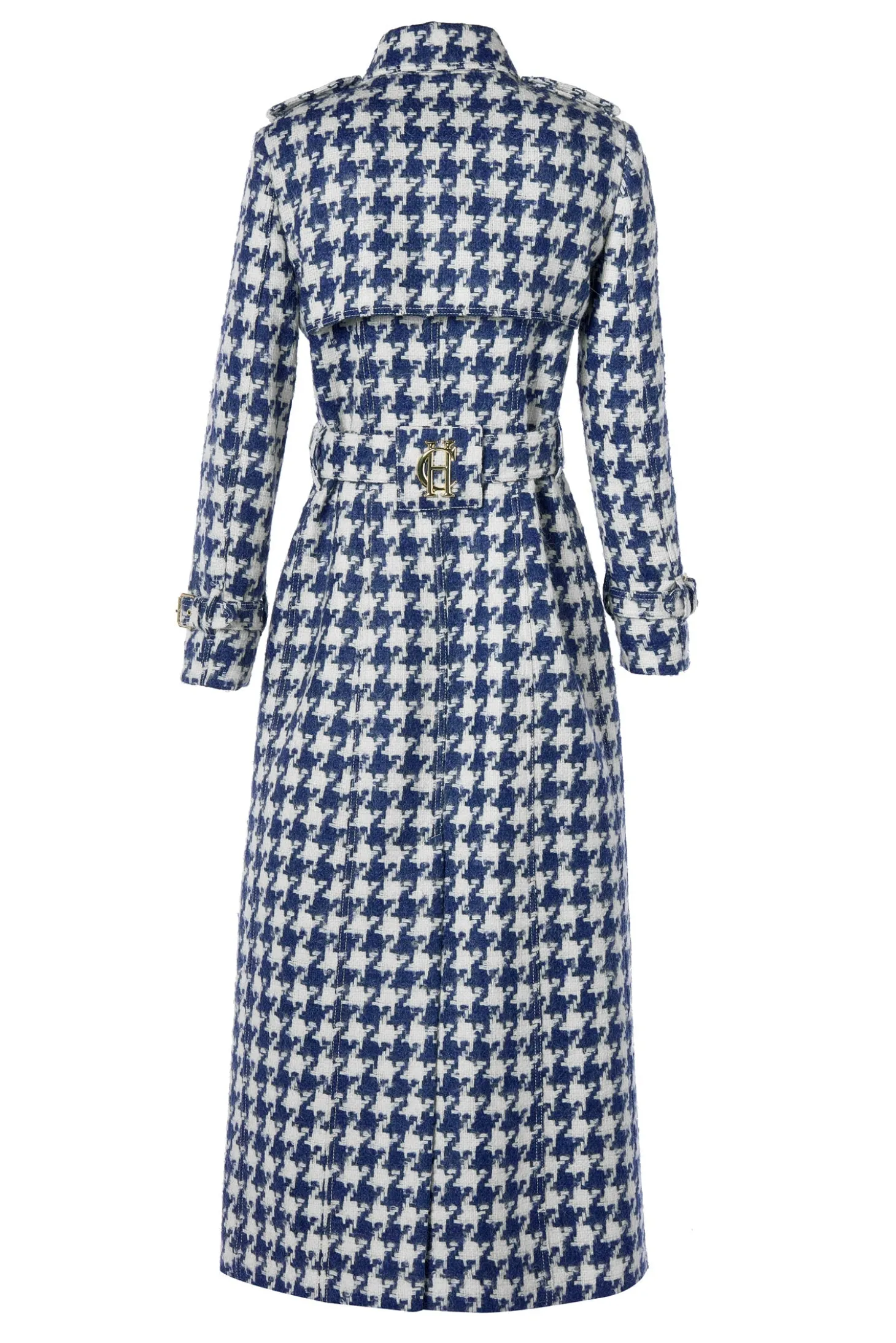 Full Length Marlborough Trench Coat (Large Scale Navy Houndstooth)