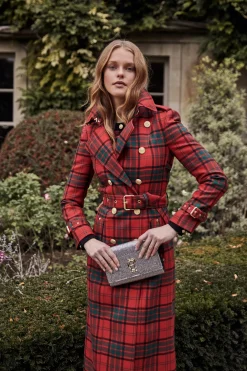 Full Length Marlborough Trench Coat (Red Tartan)