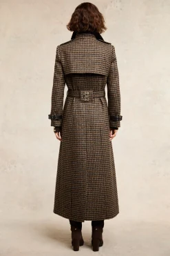 Full Length Marlborough Trench Coat (Chocolate Houndstooth)