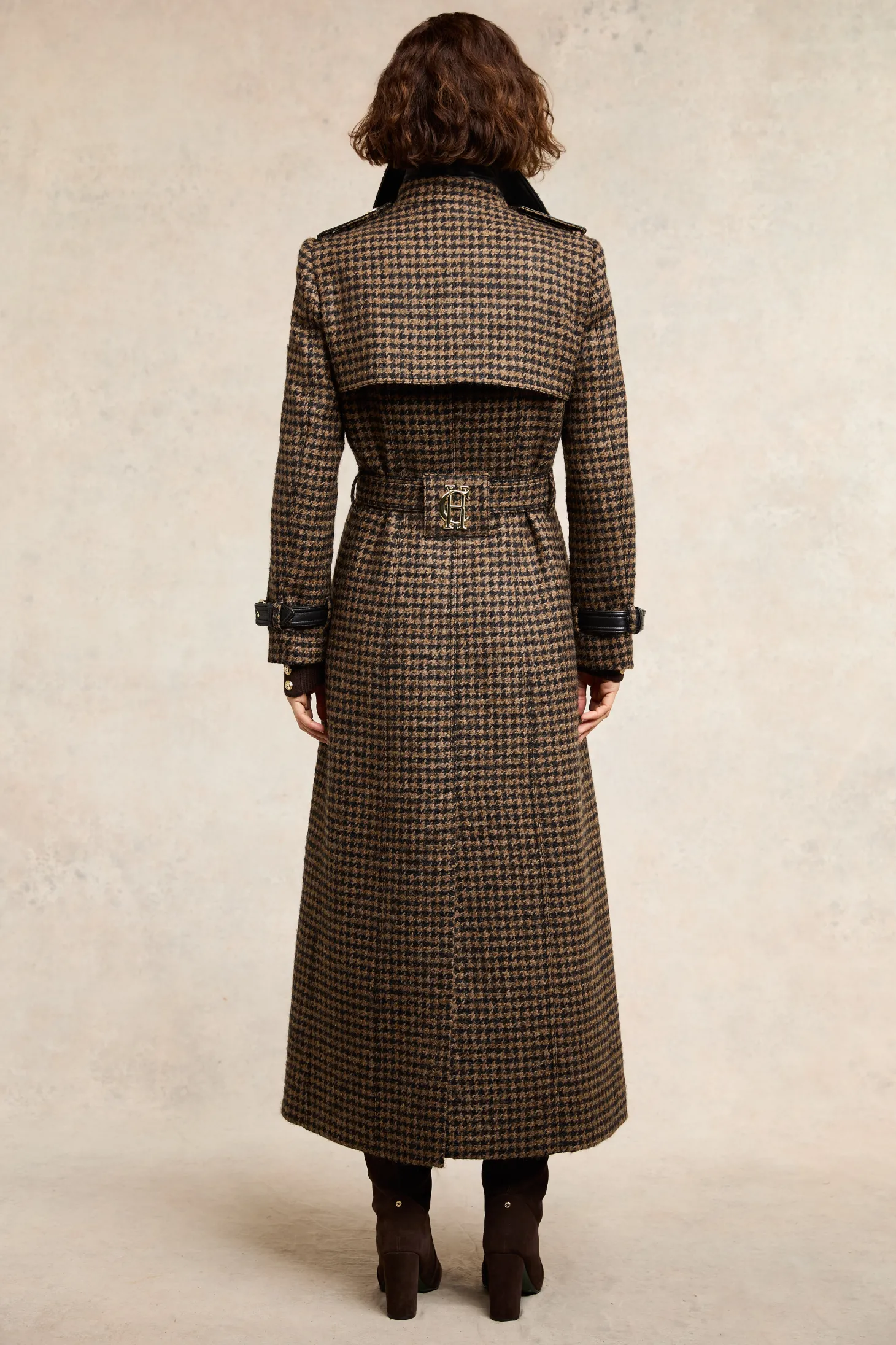 Full Length Marlborough Trench Coat (Chocolate Houndstooth)