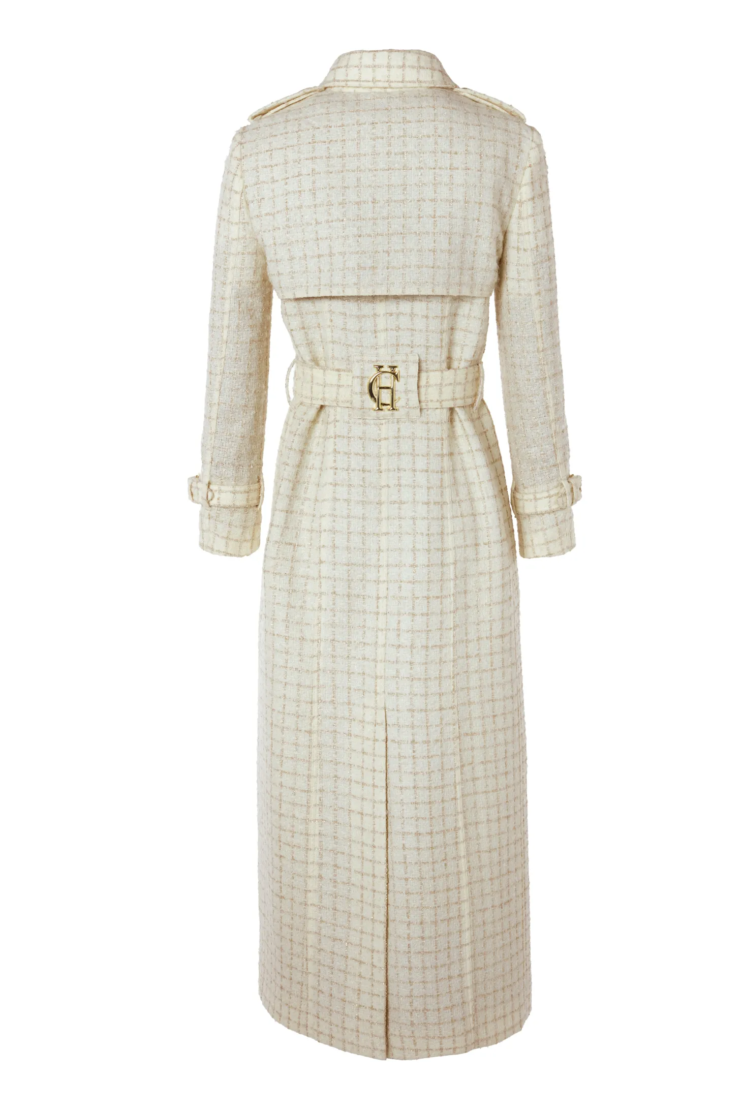 Full Length Marlborough Trench Coat (Ivory Sparkle Tweed)