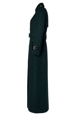 Full Length Marlborough Trench Coat (Emerald Houndstooth)