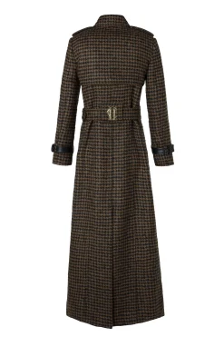 Full Length Marlborough Trench Coat (Chocolate Houndstooth)