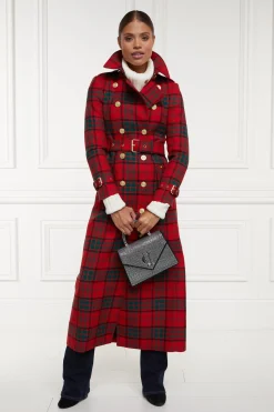 Full Length Marlborough Trench Coat (Red Tartan)