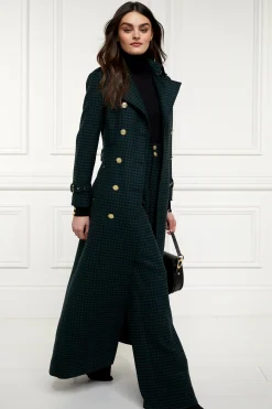 Full Length Marlborough Trench Coat (Emerald Houndstooth)