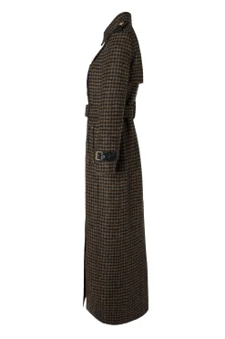 Full Length Marlborough Trench Coat (Chocolate Houndstooth)