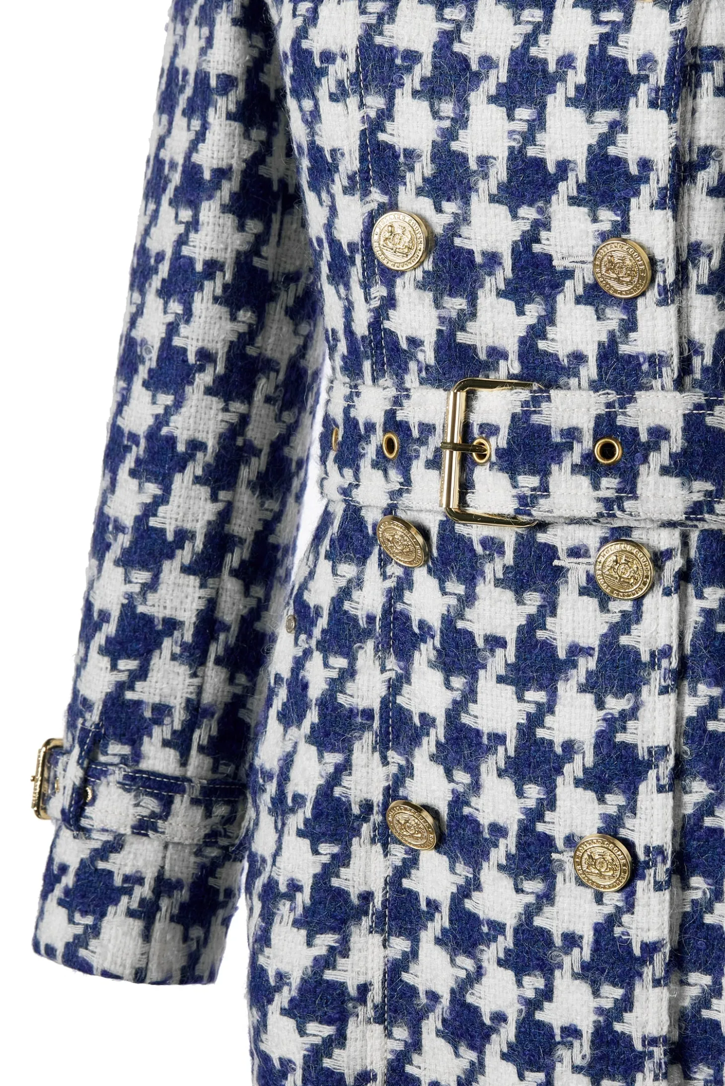 Full Length Marlborough Trench Coat (Large Scale Navy Houndstooth)