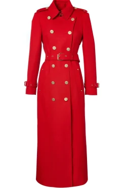 Full Length Marlborough Trench Coat (Red Barathea)