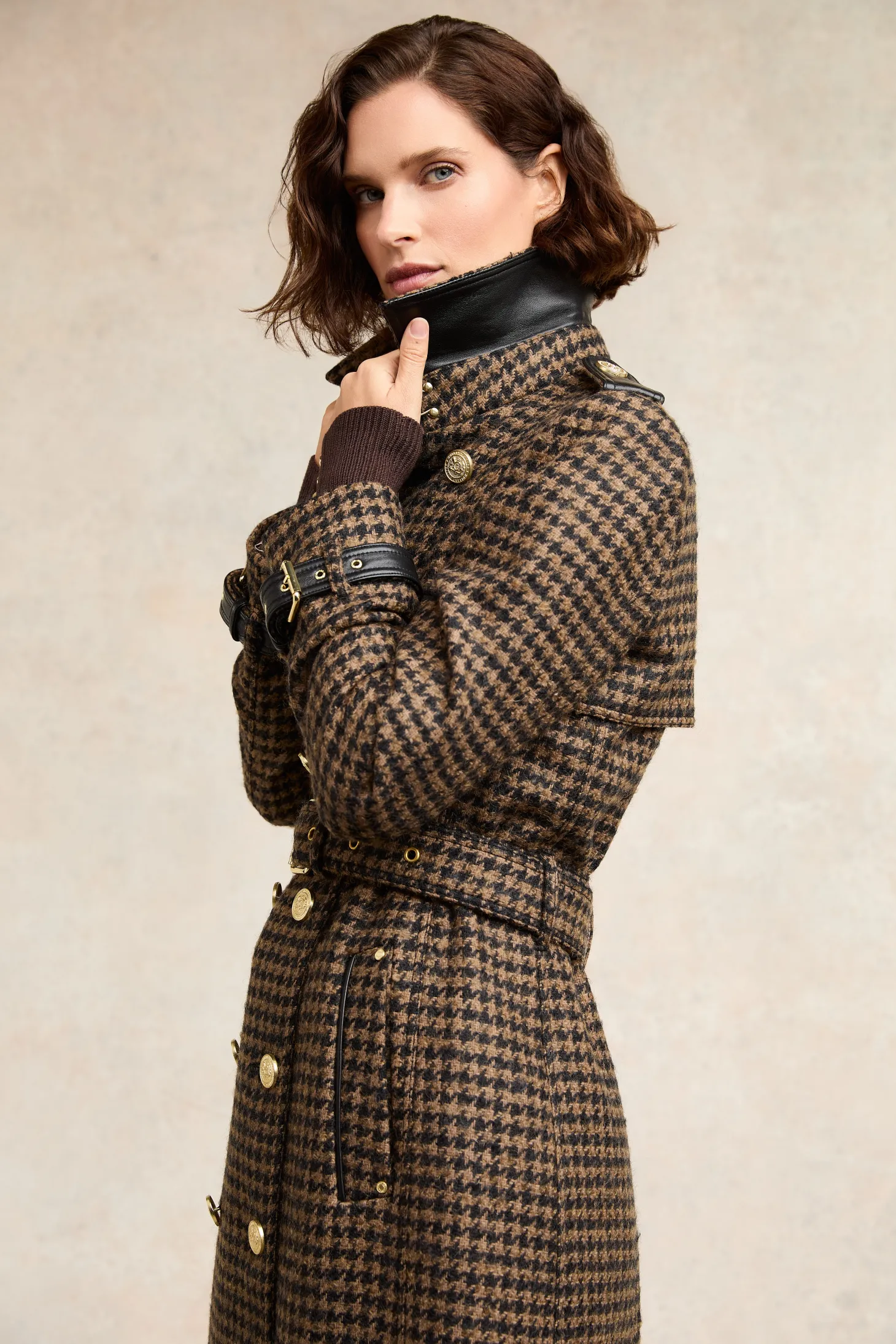 Full Length Marlborough Trench Coat (Chocolate Houndstooth)