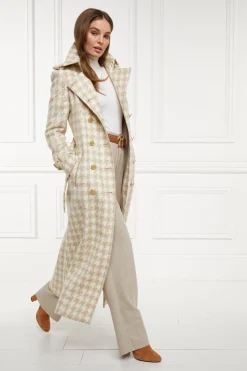 Full Length Marlborough Trench Coat (Camel Houndstooth)