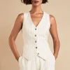Hampton Waistcoat (Oyster Linen Pinstripe)