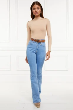Harper Long Sleeve Bodysuit (Light Camel)