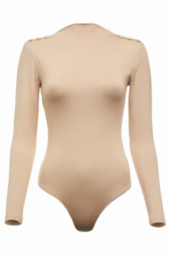 Harper Long Sleeve Bodysuit (Light Camel)