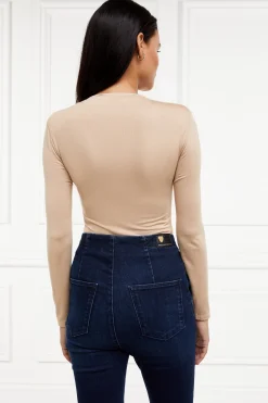 Harper Long Sleeve Bodysuit (Light Camel)