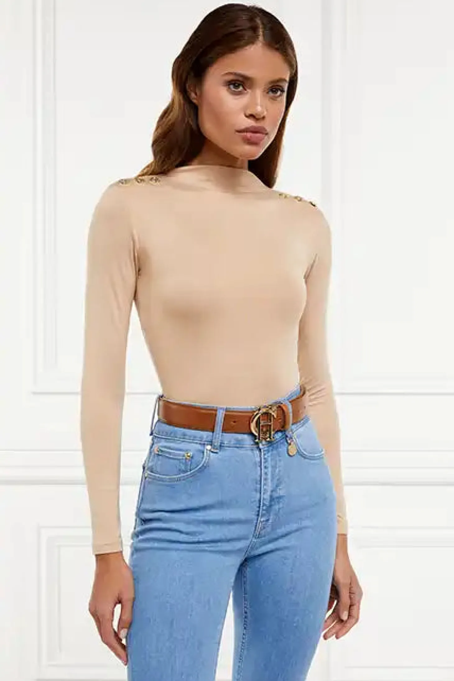 Harper Long Sleeve Bodysuit (Light Camel)