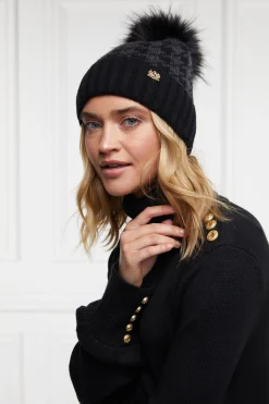 Heritage Bobble Hat (Grey Houndstooth)