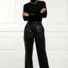 High Waisted Faux Leather Trouser (Black)
