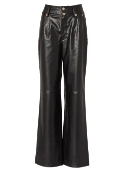 High Waisted Faux Leather Trouser (Black)