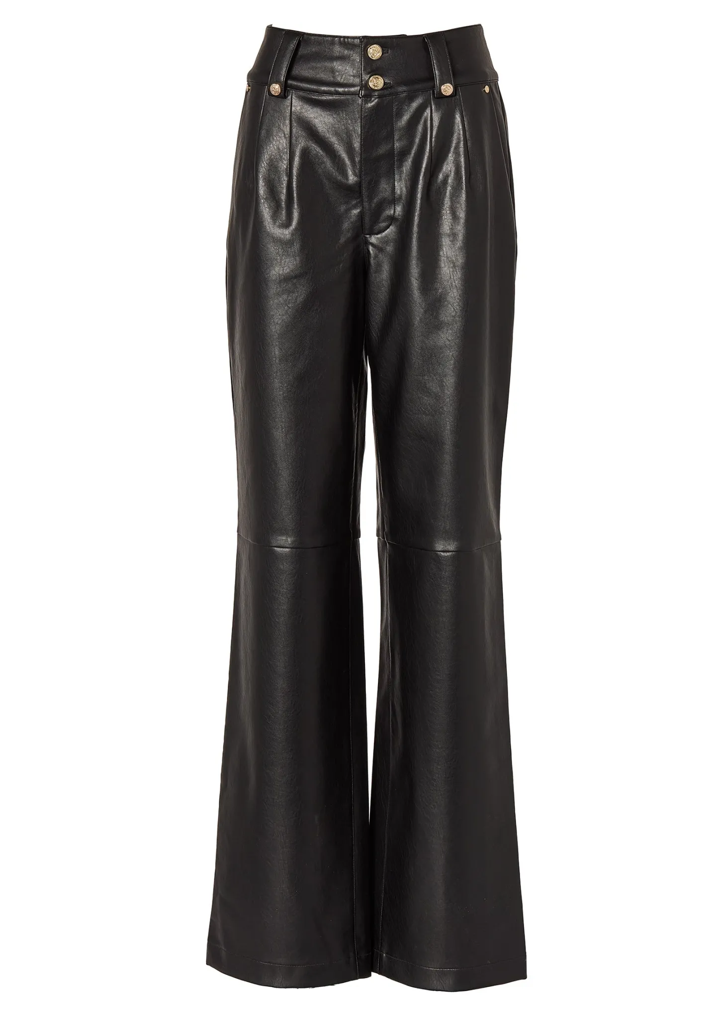 High Waisted Faux Leather Trouser (Black)
