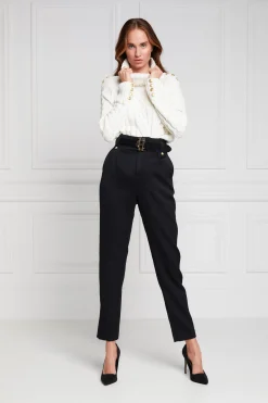 High Waisted Peg Trouser (Black Barathea)