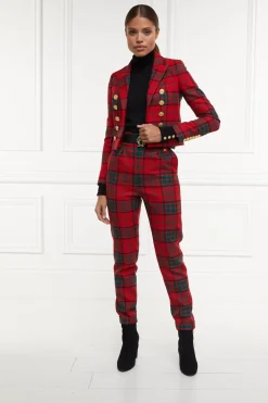 High Waisted Peg Trouser (Red Tartan)