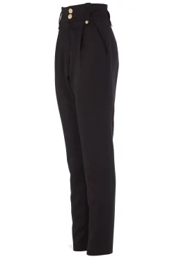 High Waisted Peg Trouser (Black Barathea)