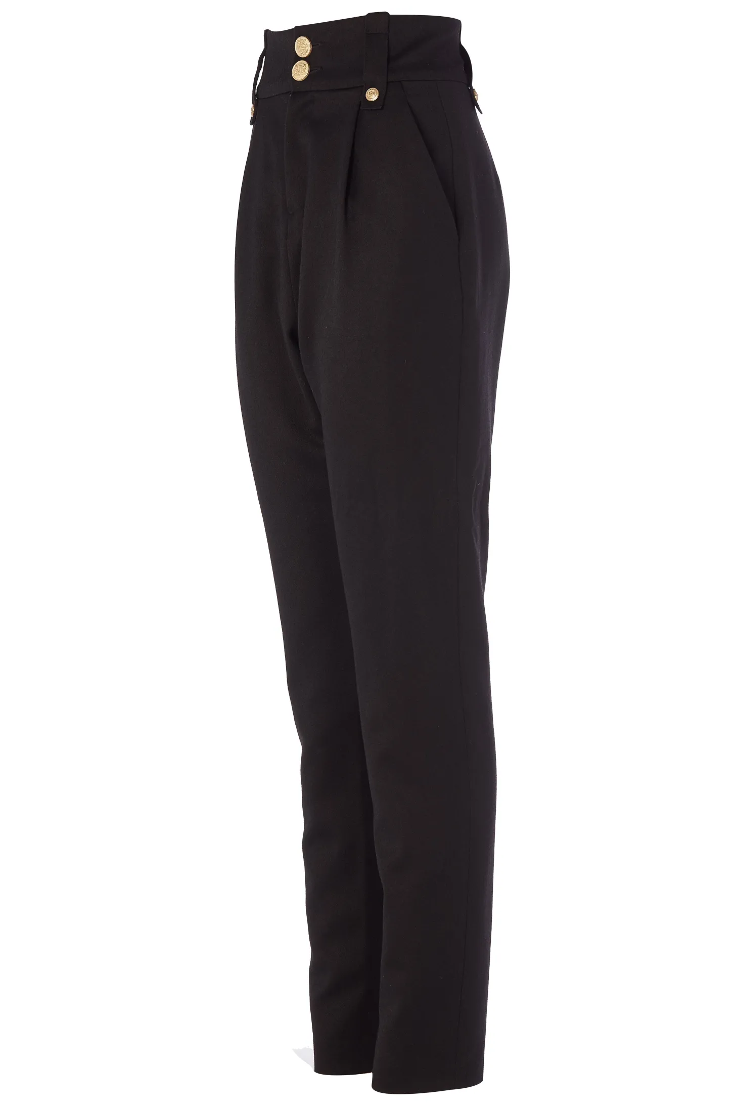 High Waisted Peg Trouser (Black Barathea)