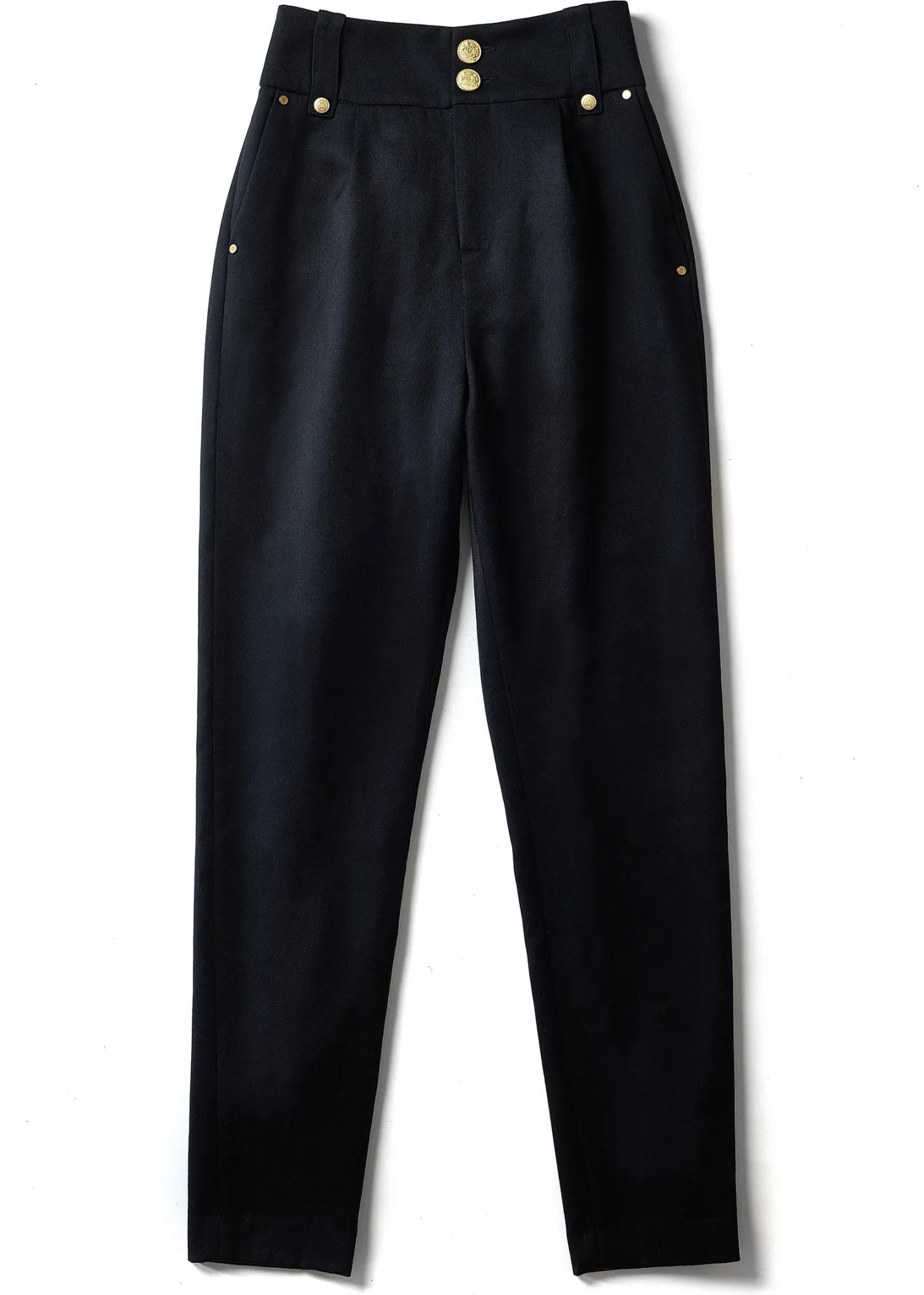 High Waisted Peg Trouser (Navy Barathea)