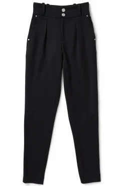 High Waisted Peg Trouser (Black Barathea Silver)