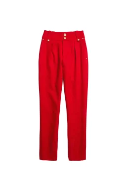 High Waisted Peg Trouser (Red Barathea)
