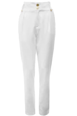 High Waisted Peg Trouser (Oyster Linen)