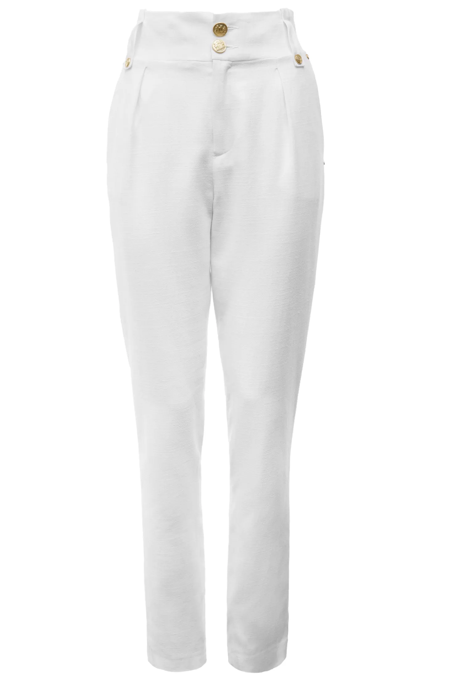 High Waisted Peg Trouser (Oyster Linen)