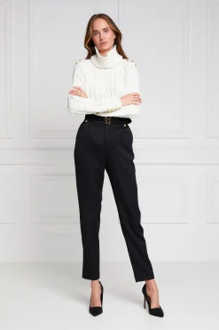 High Waisted Peg Trouser (Black Barathea)