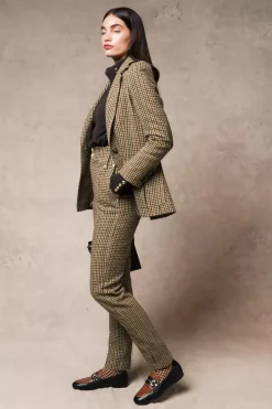High Waisted Peg Trouser (Hailes Green Tweed)