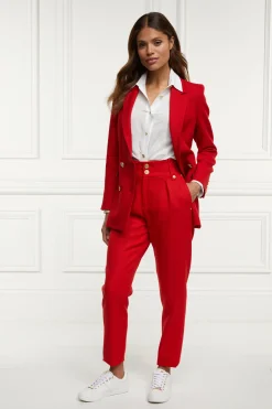 High Waisted Peg Trouser (Red Barathea)