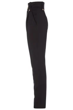 High Waisted Peg Trouser (Black Barathea)