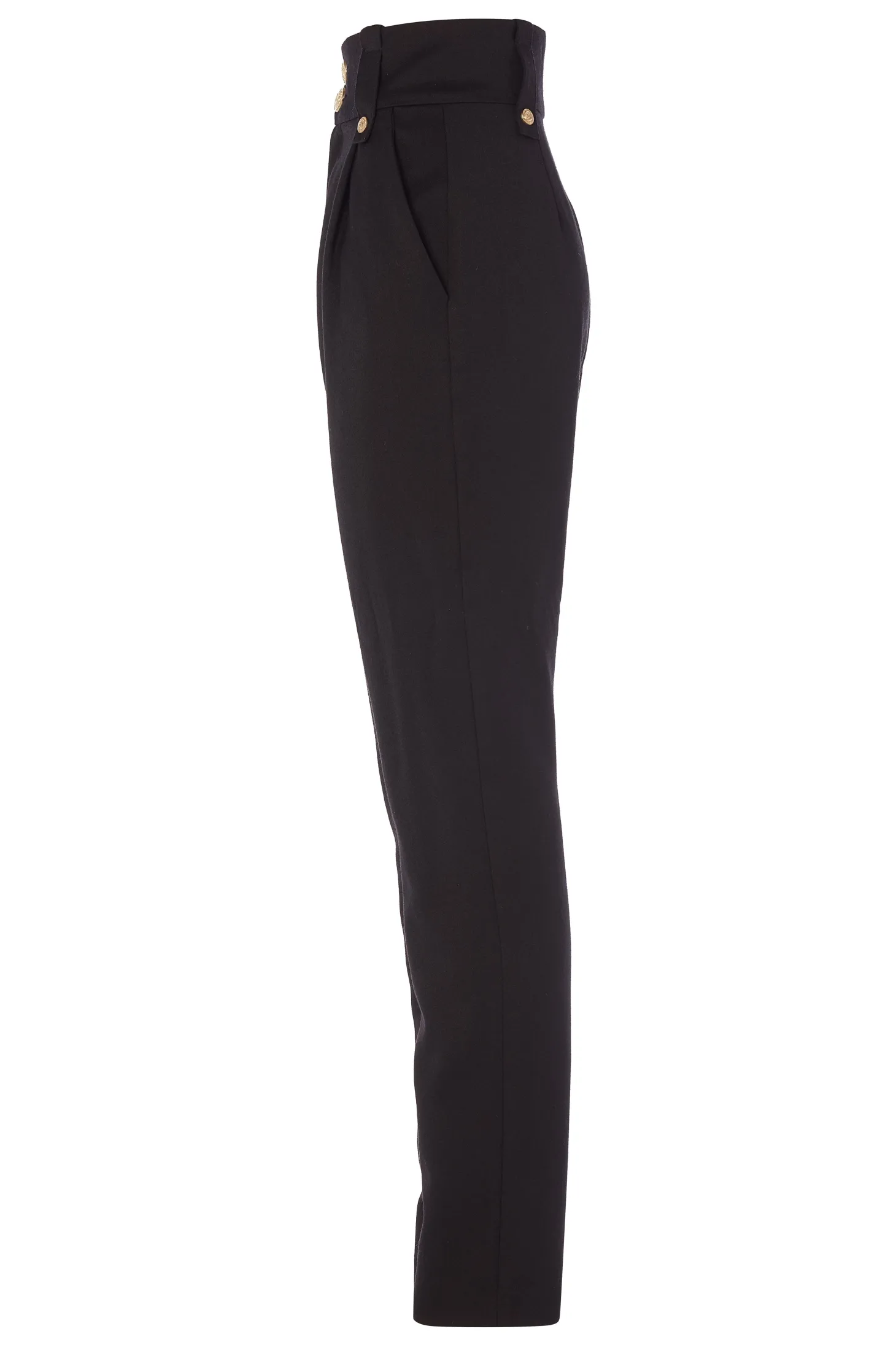 High Waisted Peg Trouser (Black Barathea)