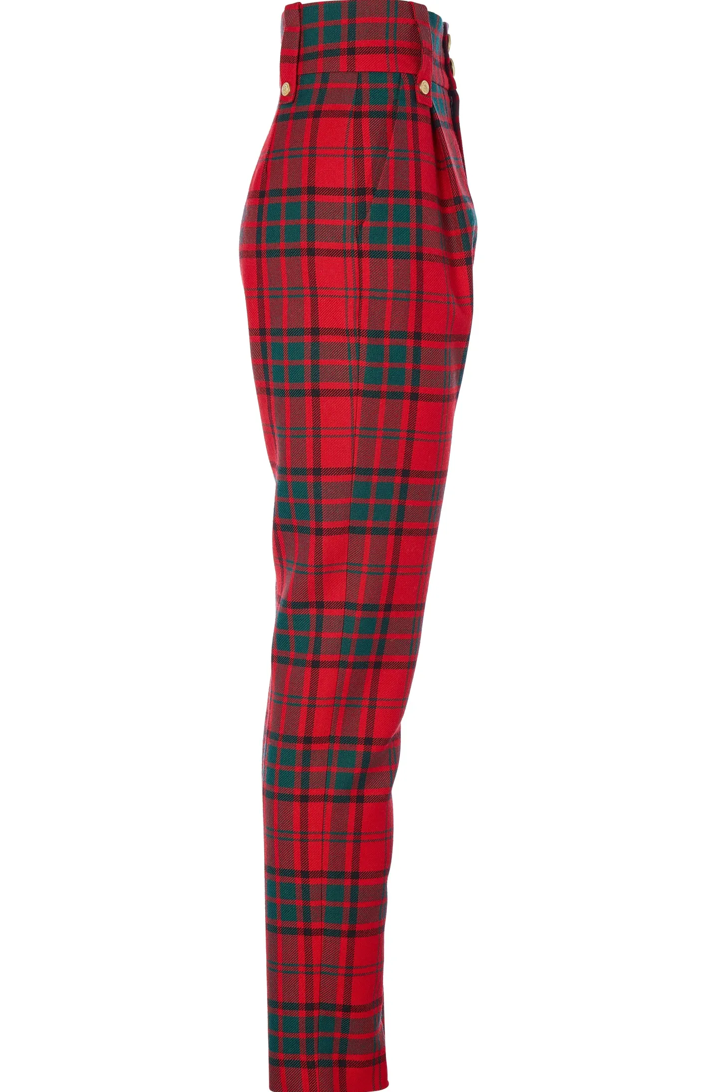 High Waisted Peg Trouser (Red Tartan)