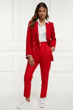 High Waisted Peg Trouser (Red Barathea)