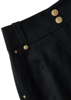 High Waisted Peg Trouser (Black Barathea)