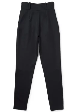 High Waisted Peg Trouser (Black Barathea Silver)