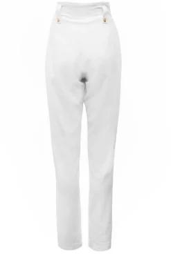 High Waisted Peg Trouser (Oyster Linen)