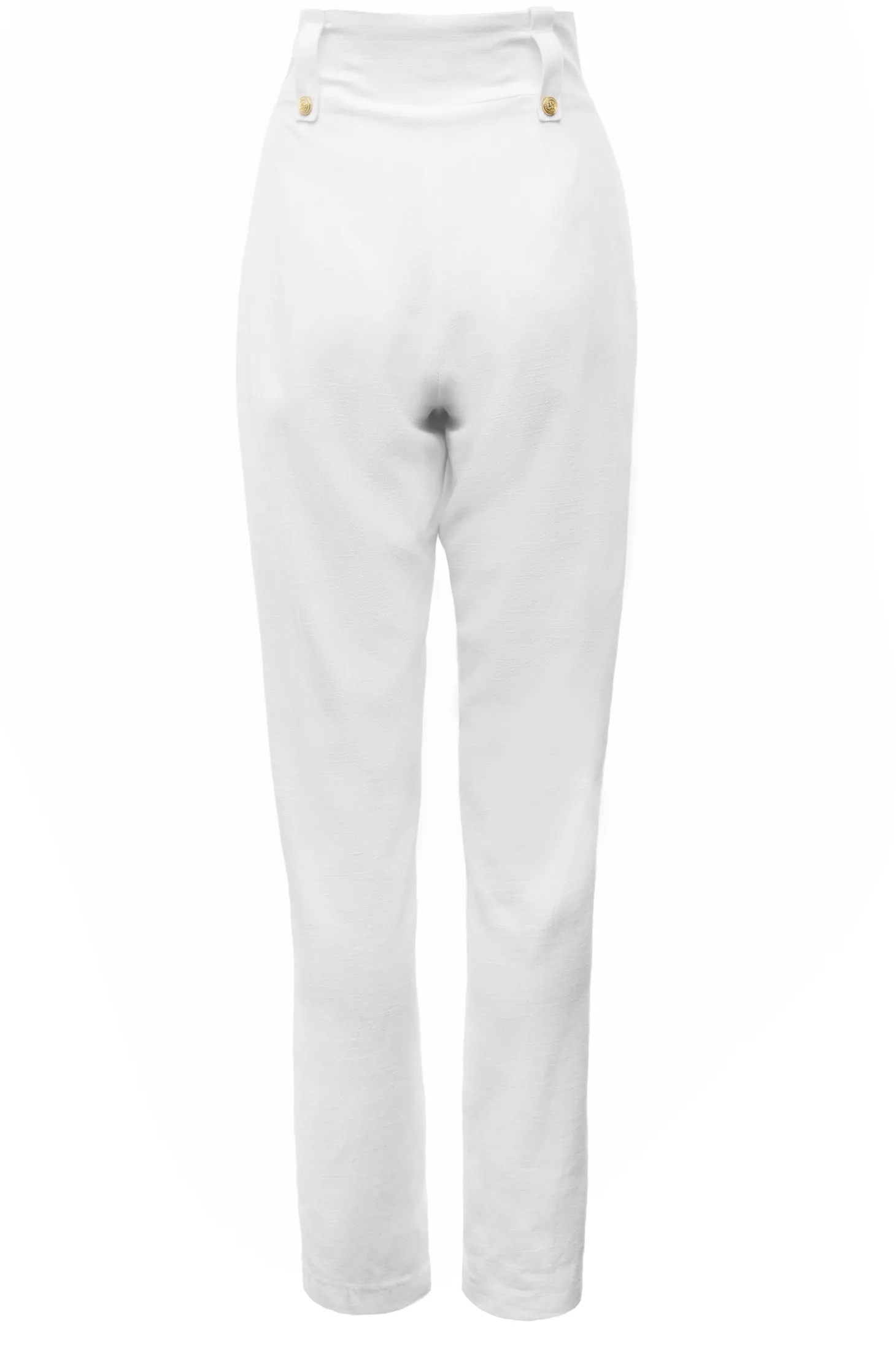 High Waisted Peg Trouser (Oyster Linen)